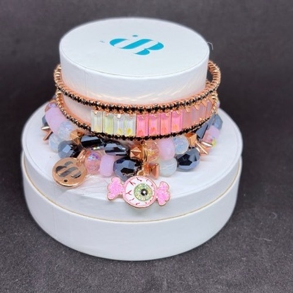Bomb Party Bracelet Set Sometimes Life is Eye-ronic Rose Gold Pink Black RBP6310